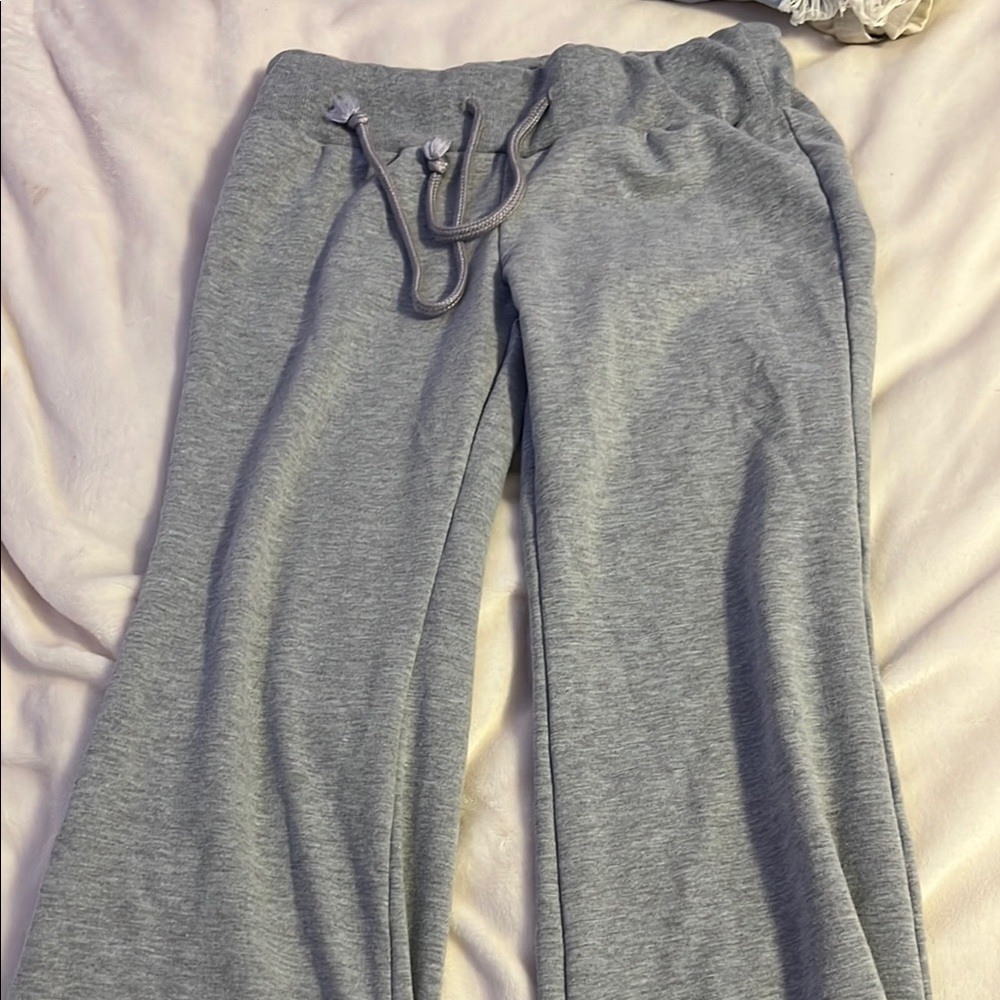SHEIN Gray Boot Cut Flare Pants with Drawstring and Elastic Waistband